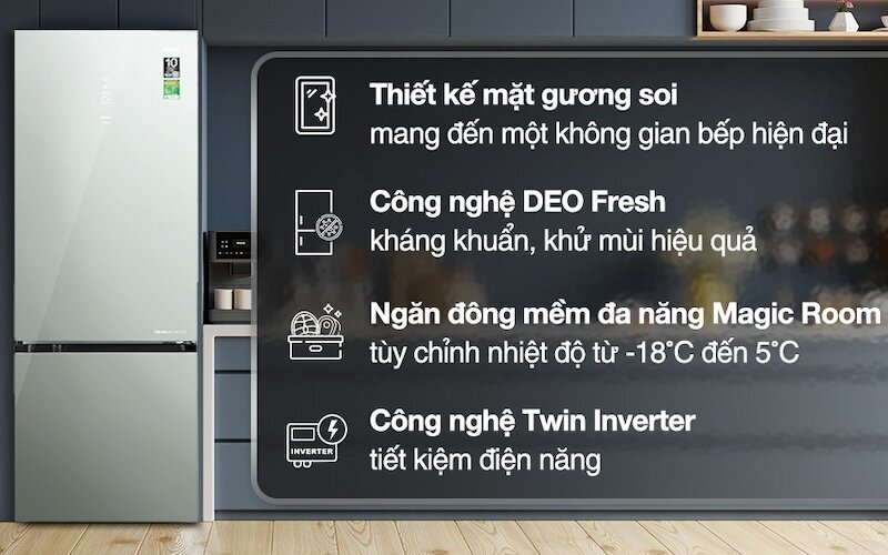 Tủ lạnh Aqua Inverter 292 lít AQR-B350MA(GM) thiết kế nhỏ gọn, hợp không gian