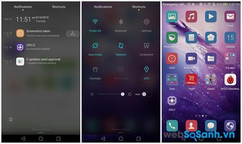 Smartphone Mate S chạy trên nền hệ điều hành Android 5.1.1 Lollipop với giao diện người dùng EMUI 3.1 của Huawei