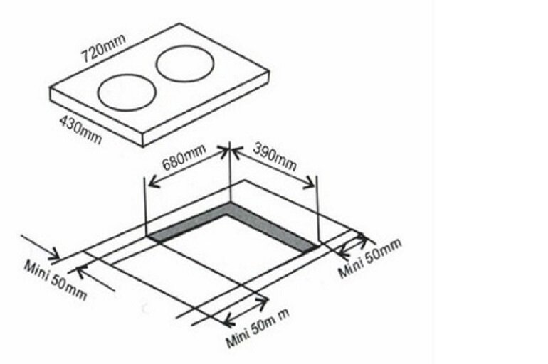 Kích thước của bếp từ âm Arber AB-688 2 vùng nấu