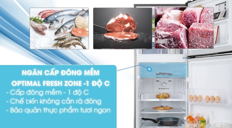 Ngăn đông mềm của tủ lạnh Samsung RT22M4032BY/SV giúp thực phẩm luôn tươi ngon