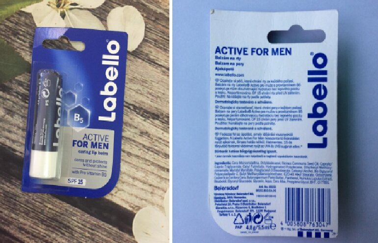 Về thiết kế, bao bì son dưỡng Labello Active For Men