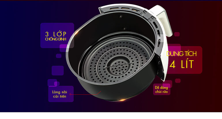 Nồi chiên không dầu Perfect GLA-609 4l sở hữu kiểu dáng trang nhã, tinh tế