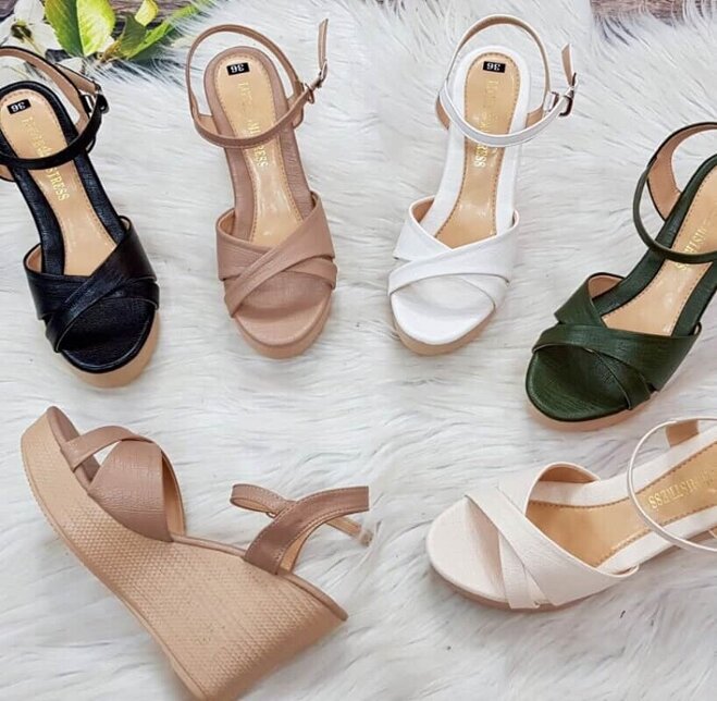 giày sandal nữ đế cao có phần quai chữ X