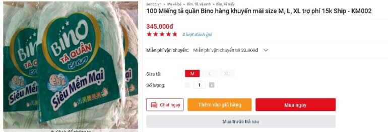 Mua 100 miếng tã quần Bino khuyến mãi giá tốt lại được trợ ship 15k