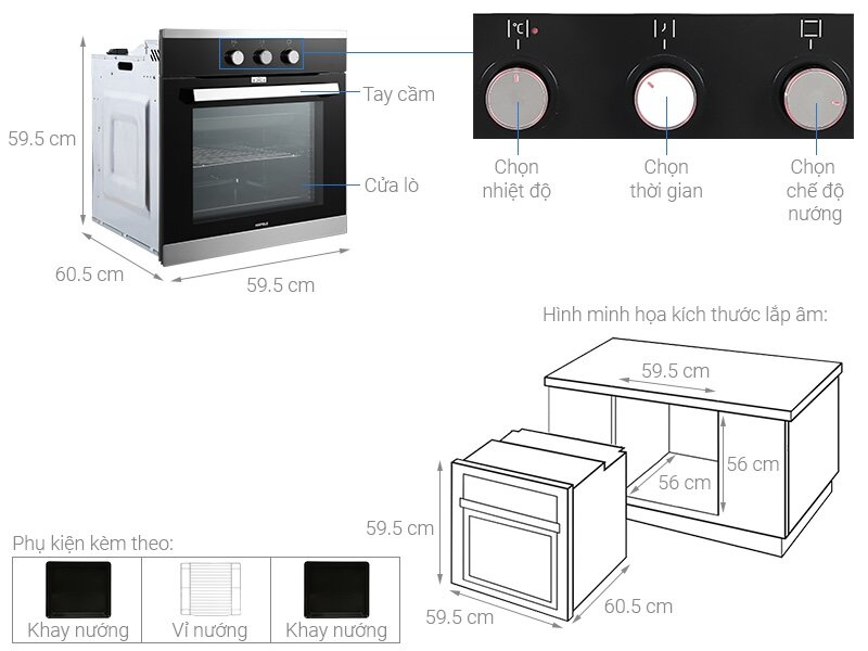 Lò nướng Hafele HO-K60B 534.05.581 kiểu dáng sang trọng, tính năng hiện đại