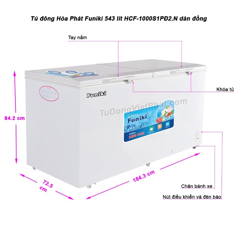 Tủ đông Hòa Phát 500 lít Funiki HCF-1000 S1PĐ2.N