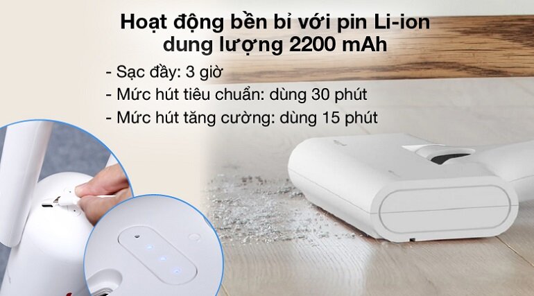 Máy có thể hoạt động liên tục xuyên suốt 30 phút