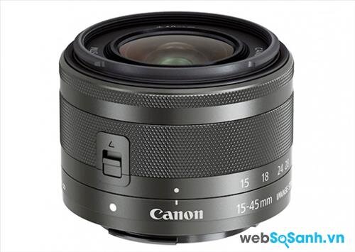 Đi kèm theo máy là ống kính 15 – 45 mm F3.5-5.6 IS STM