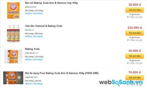 Bạn sẽ dễ dàng tìm thấy Baking Soda và địa chỉ bán Baking Soda tại Websosanh.vn