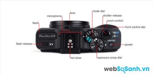 Cách bố trí các nút trên đỉnh máy của Canon G16 rất hợp lý và dễ thao tác