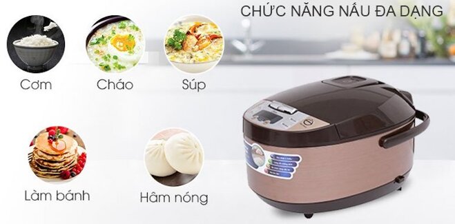 Nồi cơm điện tử đa năng Midea MB-FS5017B có dung tích 1.8 lít đáp ứng được 4 – 6 người ăn.