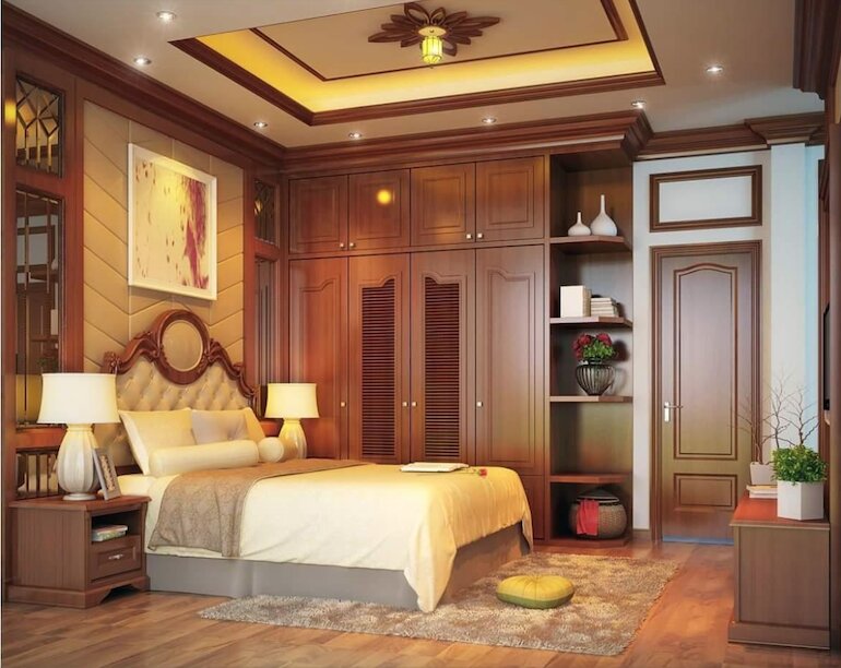 Nội thất phòng ngủ gỗ tự nhiên có tính thẩm mỹ