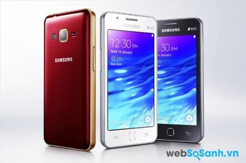 Trong khi đó Samsung Z1 có thiết kế phẳng, vuông vức khác hẳn Galaxy J1