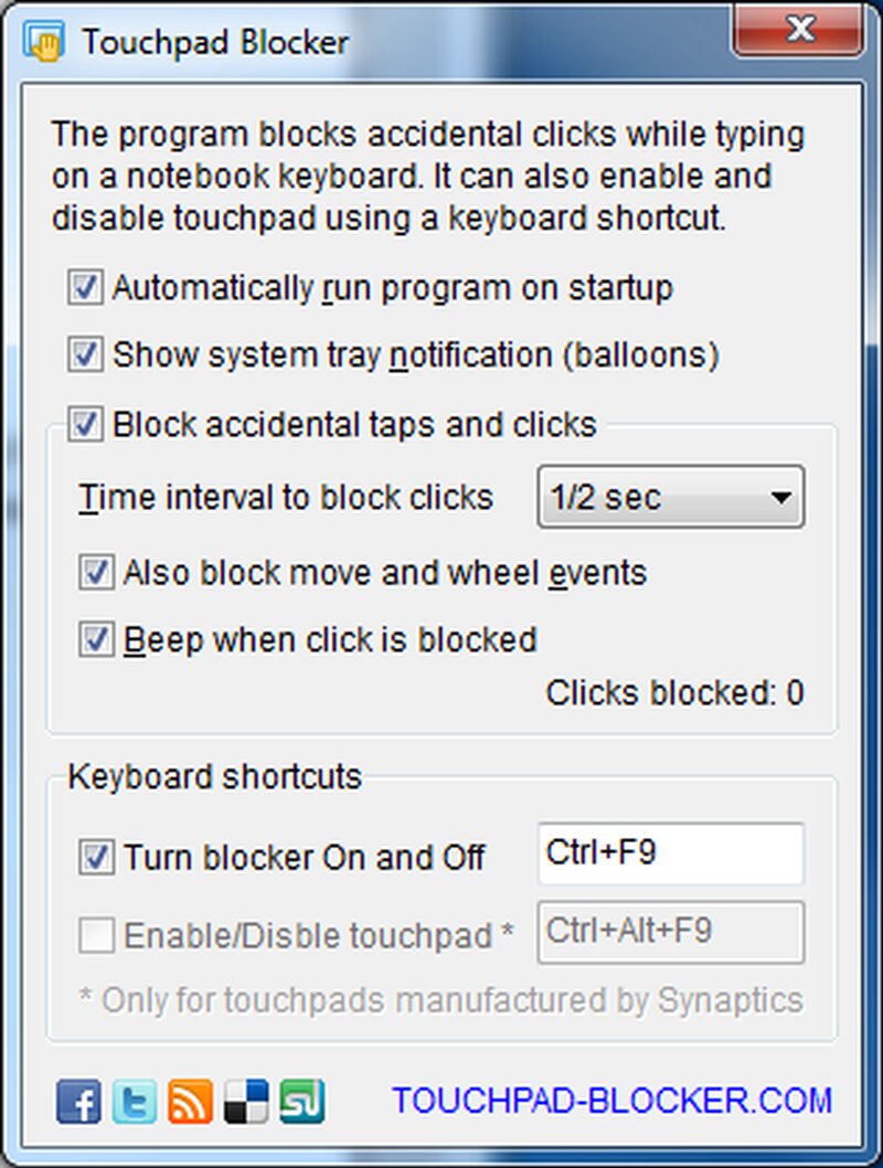 Phần mềm Touchpad Blocker 