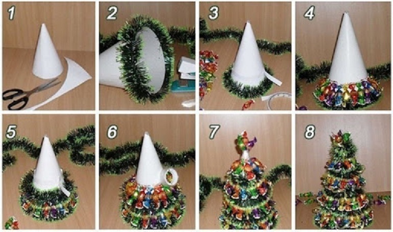 3 bước làm cây thông Noel bằng kim tuyến đơn giản, dễ làm