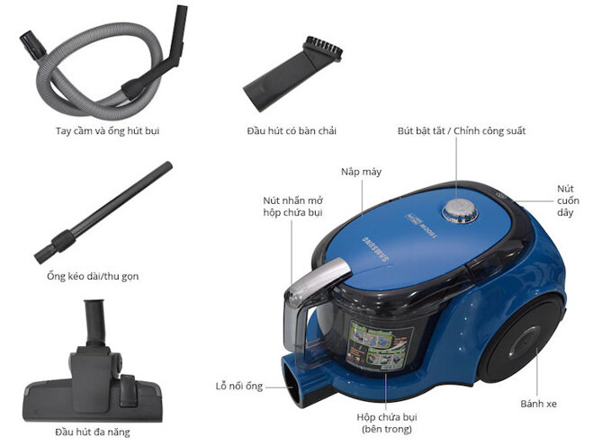 Các bộ phận cấu thành nên máy hút bụi