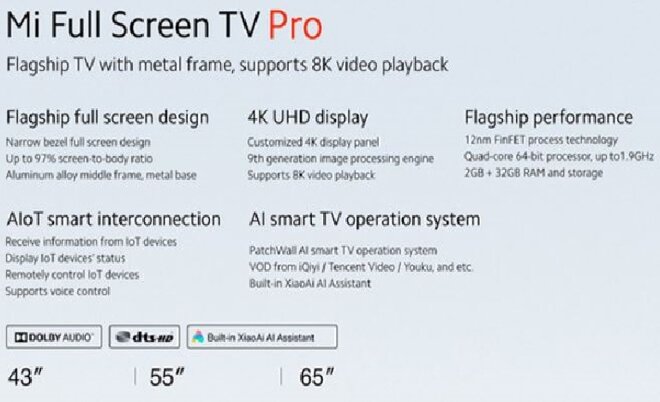 Cùng là tivi 4K nhưng Mi TV Pro có thể hỗ trợ độ phân giải lên tới 8K