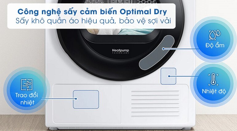 máy sấy bơm nhiệt Samsung DV90TA240AE/SV 9kg