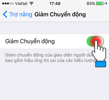 Bật tính năng giảm chuyển động