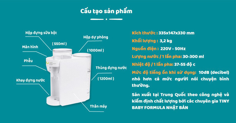 Cấu tạo máy pha sữa Tiny