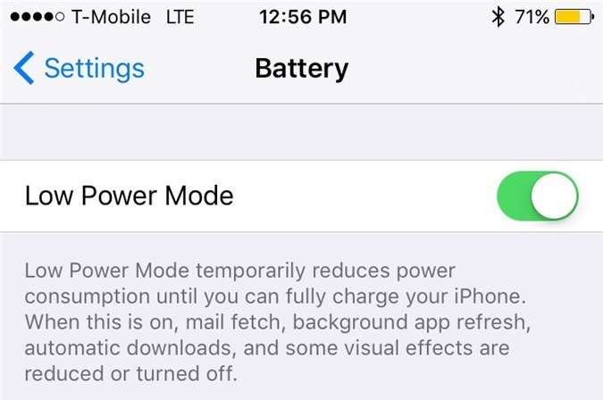iOS 9 Low Power Mode