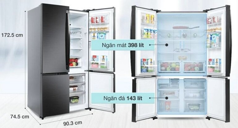 Tủ lạnh 4 cánh Electrolux Inverter 541 lít EQE6000A-B có dung tích lớn