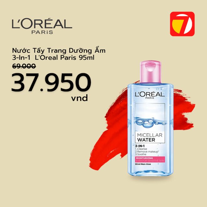 Nước tẩy trang dưỡng ẩm 3-in-1 L’Oreal Paris 95ml