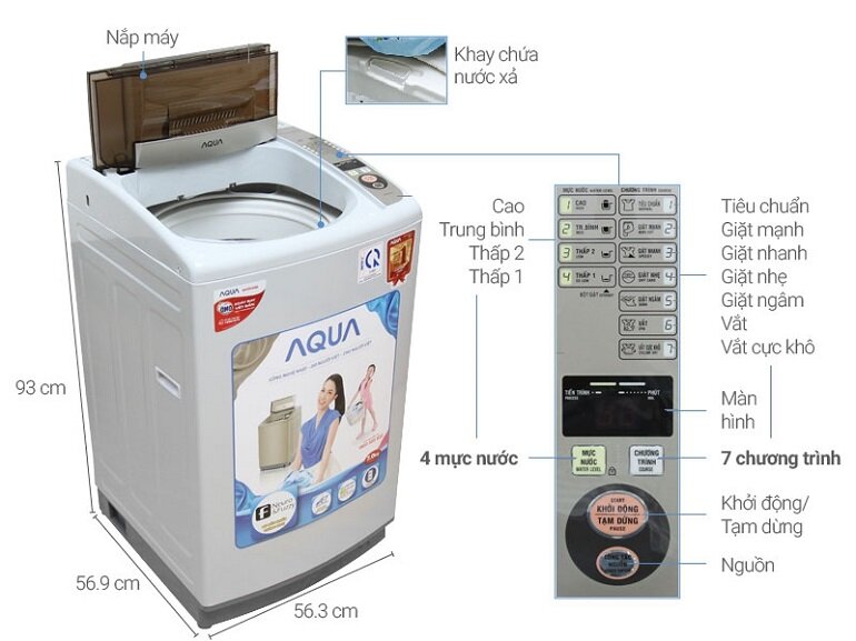 Máy giặt Aqua AQW S72CT có giá tham khảo 3.440.000đ tại websosanh.vn