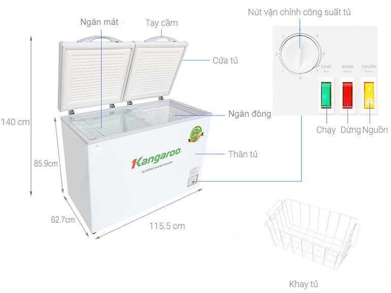 Tủ đông 400 lít Kangaroo KG400NC2