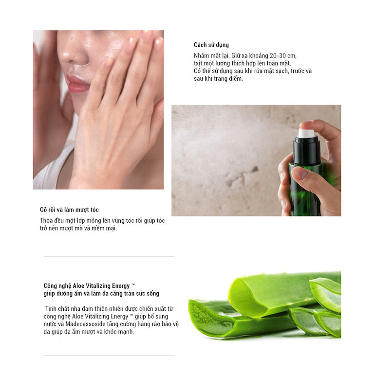 So sánh xịt khoáng trà xanh Innisfree và Xịt khoáng lô hội Aloe Revital Skin Mist