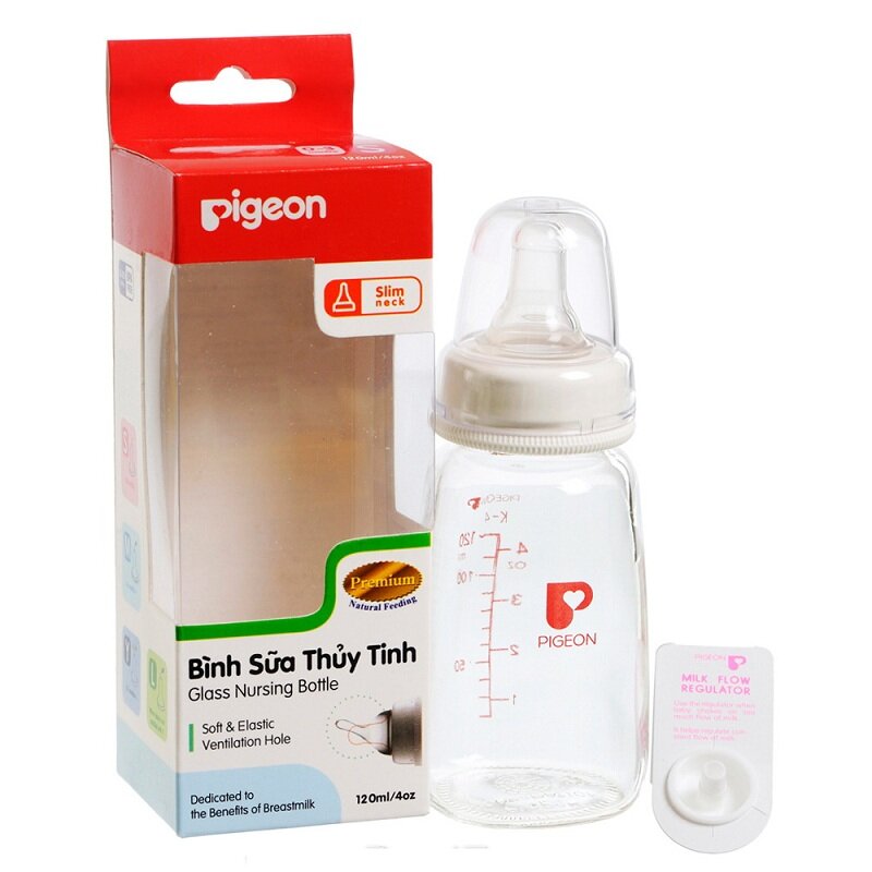 Bình sữa thủy tinh Pigeon 120ml - An toàn cho bé, an tâm cho mẹ