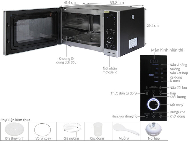 Dễ dàng nấu nướng đa dạng món ăn với lò vi sóng Electrolux Impreso 30L EMS3085X