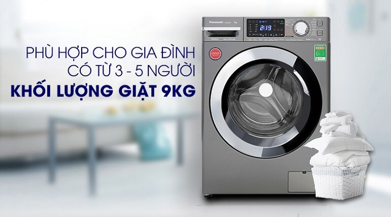 Máy giặt Panasonic Inverter 9 kg NA-V90FX1LVT sở hữu gam màu xám trung tính nhưng tinh tế và thanh lịch