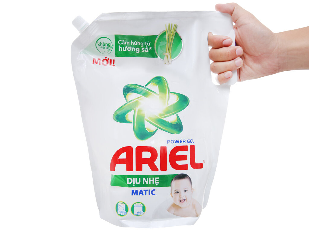Nước giặt Ariel hương sả an toàn cho da bé