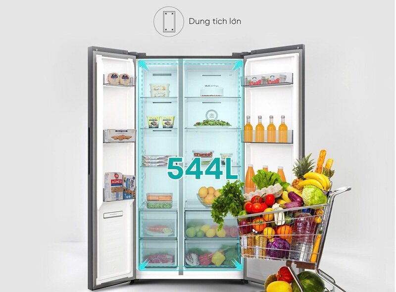 Tủ lạnh side by side 550 lít Hisense RS708N4EBND giảm giá 4 triệu, rất sang xịn lại tiết kiệm điện!