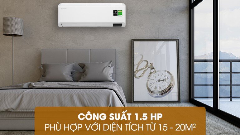 Điều hòa Samsung AR13BYHACWKNSV có công suất làm lạnh 12.000BTU thích hợp làm mát cho không gian từ 15 - 20m2.