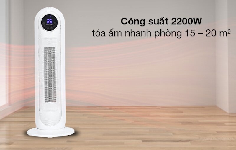 Công suất mạnh mẽ của quạt sưởi gốm Mutosi MCH-2200