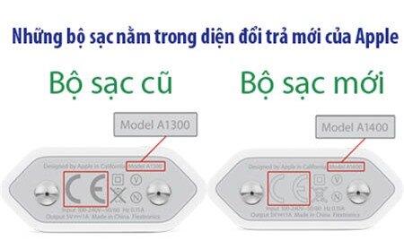 Danh sách các bộ sạc đổi trả lần này của Apple.