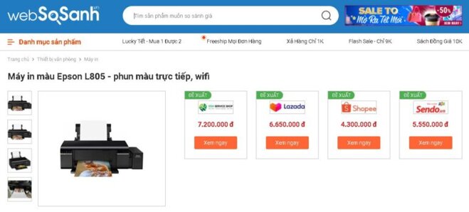 Máy in phun màu Epson l805 - Giá tham khảo khoảng 6 triệu đồng