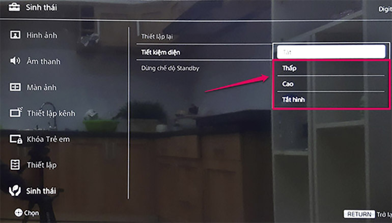 4 bước kích hoạt tính năng tiết kiệm điện trên smart tivi Sony 2018