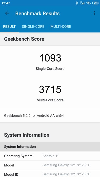 galaxy s21 benchmark