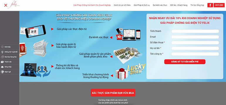 Khách hàng có thể xác thực màng lọc chính hãng qua website Felixvn.com