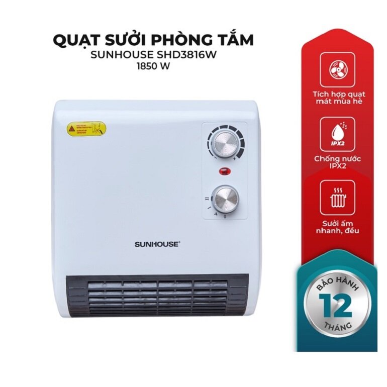 Quạt sưởi phòng tắm Sunhouse SHD3816W