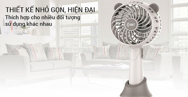 Quạt sạc điện Comet CRF0804 có thiết kế tay cầm nhỏ gọn Quạt sạc cầm tay Comet CRF0804