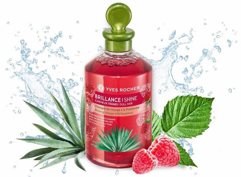 Yves Rocher Brilliance Shine Rinsing Vinegar với các thành phần thiên nhiên lành tính, an toàn phù hợp với mọi loại tóc