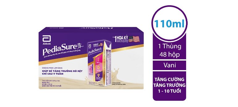 Sữa tăng cân cho người gầy pha sẵn Pediasure Vani 110ml - Giá tham khảo: 805.000 vnd/ thùng 48 hộp