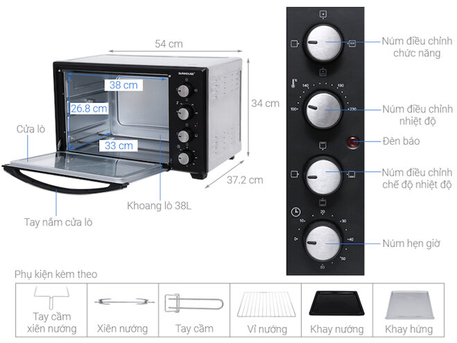 Cấu tạo của lò nướng SUNHOUSE