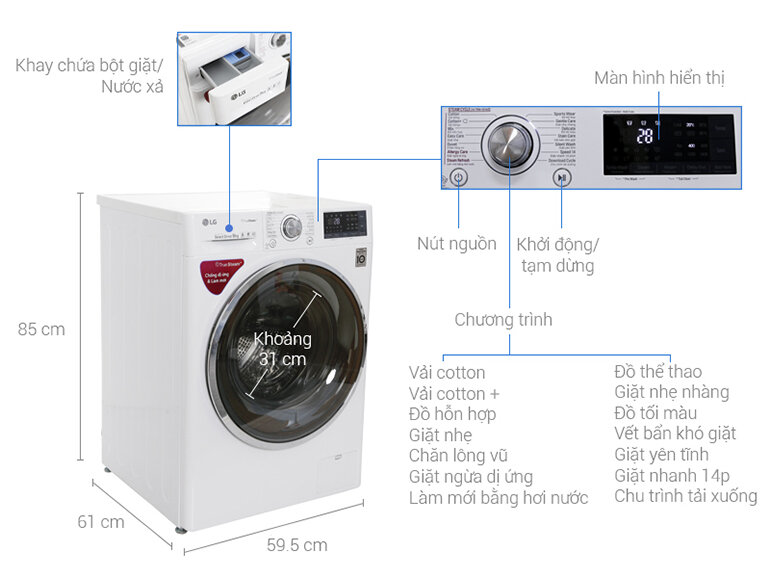 cách sử dụng máy giặt lg fv1409s2w
