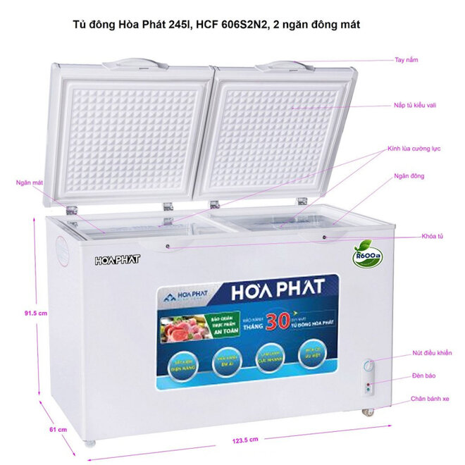 Tủ cấp đông Hòa Phát HCF-606S2N2