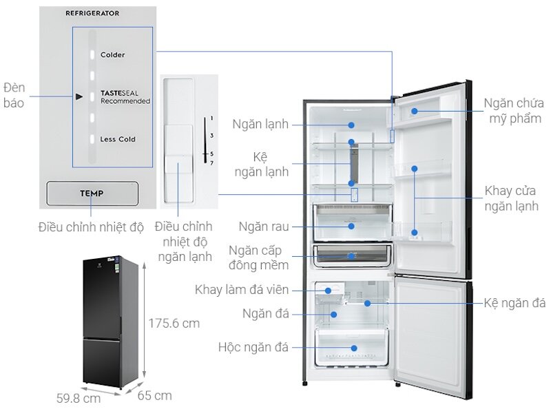 Đánh giá chi tiết tủ lạnh Electrolux Inverter 335 lít EBB3702K-H